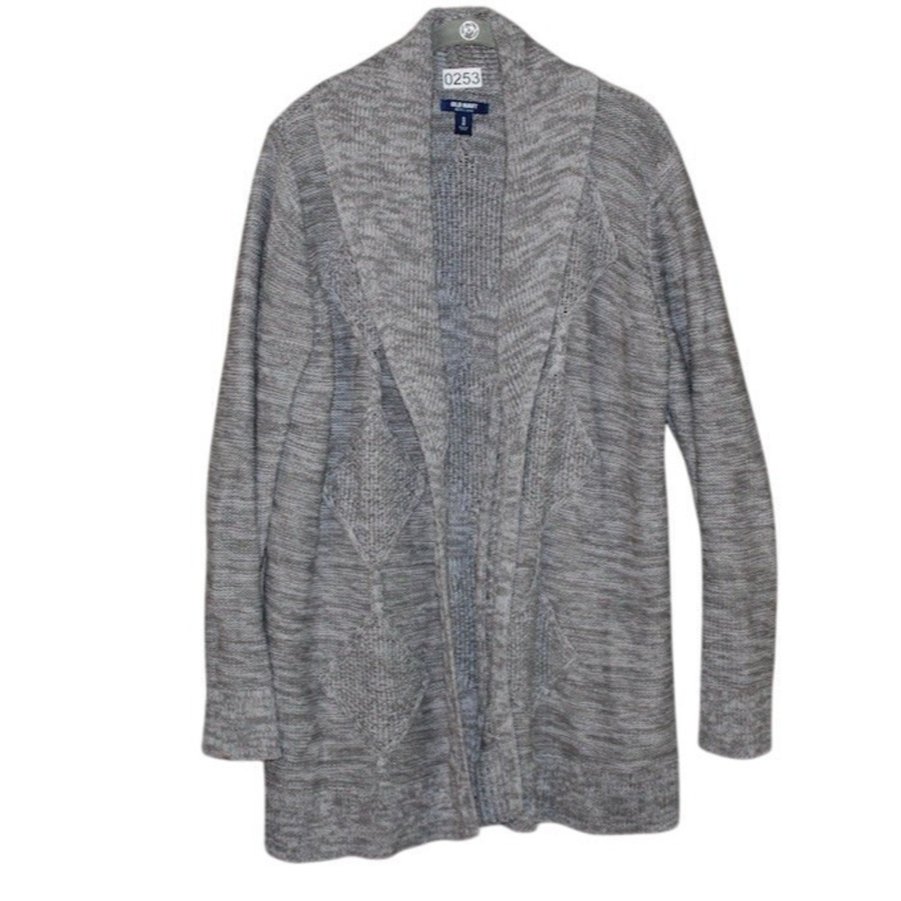 Old Navy Cardigan Sweater Womens XL Gray Marled Open Front Longline